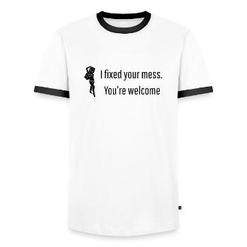 Virgo Symbol with Irony - Men's Ringer Shirt - white/black - Front - AI Model Female 172 light (172cm) & AI Model Male 178 dark (178cm)