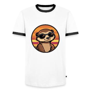 Meerkat Cool Comic - Men's Ringer Shirt - white/black - Front - AI Model Female 172 light (172cm) & AI Model Male 178 dark (178cm)