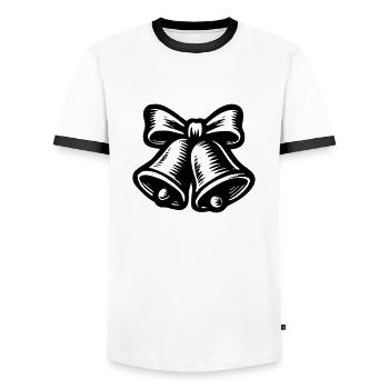 Cloche de Noel - T-shirt contrasté Homme - blanc/noir - Devant - AI Model Female 172 light (172cm) & AI Model Male 178 dark (178cm)