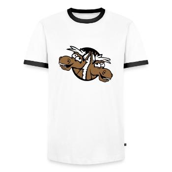 2 chevaux équipe riant drôle trou ami fou - T-shirt contrasté Homme - blanc/noir - Devant - AI Model Female 172 light (172cm) & AI Model Male 178 dark (178cm)