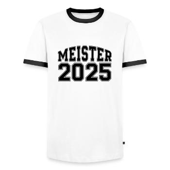 Champion 2025 - Men's Ringer Shirt - white/black - Front - AI Model Female 172 light (172cm) & AI Model Male 178 dark (178cm)