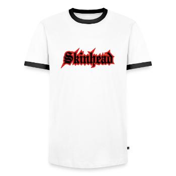 Working Class Skinhead Oi! Antiracist Bootboys My - Men's Ringer Shirt - white/black - Front - AI Model Female 172 light (172cm) & AI Model Male 178 dark (178cm)