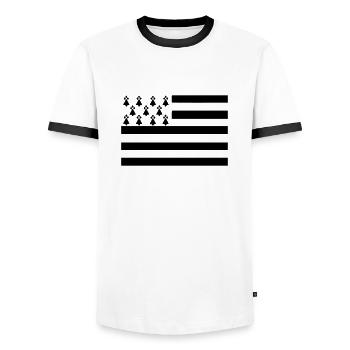 Drapeau breton - T-shirt contrasté Homme - blanc/noir - Devant - AI Model Female 172 light (172cm) & AI Model Male 178 dark (178cm)