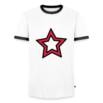 Double Star - Men's Ringer Shirt - white/black - Front - AI Model Female 172 light (172cm) & AI Model Male 178 dark (178cm)