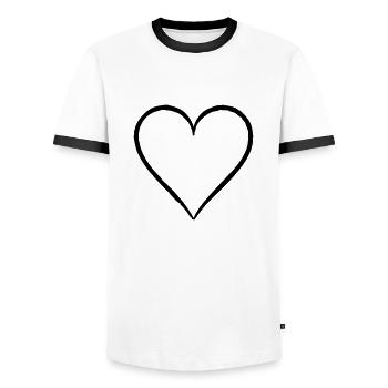 herz6 - Männer Kontrast-T-Shirt - Weiß/Schwarz - Vorne - AI Model Female 172 light (172cm) & AI Model Male 178 dark (178cm)