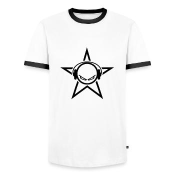 discjockey - Männer Kontrast-T-Shirt - Weiß/Schwarz - Vorne - AI Model Female 172 light (172cm) & AI Model Male 178 dark (178cm)