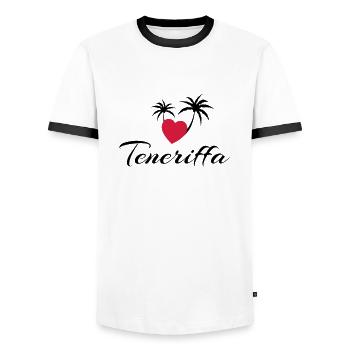 Teneriffa mit Herz - Männer Kontrast-T-Shirt - Weiß/Schwarz - Vorne - AI Model Female 172 light (172cm) & AI Model Male 178 dark (178cm)