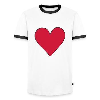 herz rot - Männer Kontrast-T-Shirt - Weiß/Schwarz - Vorne - AI Model Female 172 light (172cm) & AI Model Male 178 dark (178cm)