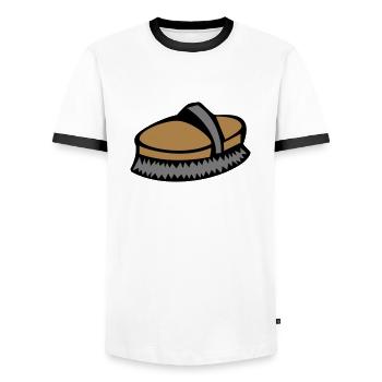horse brush - Men's Ringer Shirt - white/black - Front - AI Model Female 172 light (172cm) & AI Model Male 178 dark (178cm)