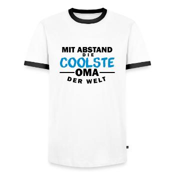Coolste Oma der Welt - Männer Kontrast-T-Shirt - Weiß/Schwarz - Vorne - AI Model Female 172 light (172cm) & AI Model Male 178 dark (178cm)