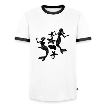 Mermaid, Serena in ocean. Sea star, shell. - Men's Ringer Shirt - white/black - Front - AI Model Female 172 light (172cm) & AI Model Male 178 dark (178cm)