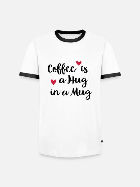 Kaffee - Männer Kontrast-T-Shirt - Weiß/Schwarz