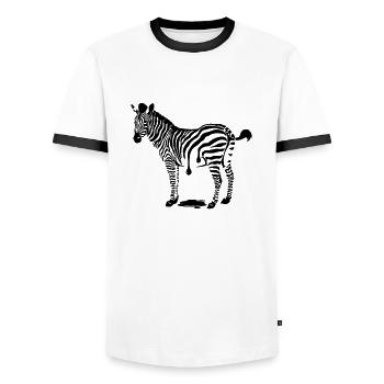 fraîchement peint - T-shirt contrasté Homme - blanc/noir - Devant - AI Model Female 172 light (172cm) & AI Model Male 178 dark (178cm)