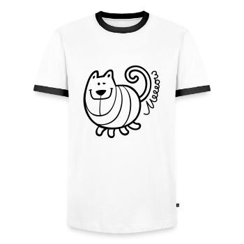 Mimi Meeow - Men's Ringer Shirt - white/black - Front - AI Model Female 172 light (172cm) & AI Model Male 178 dark (178cm)