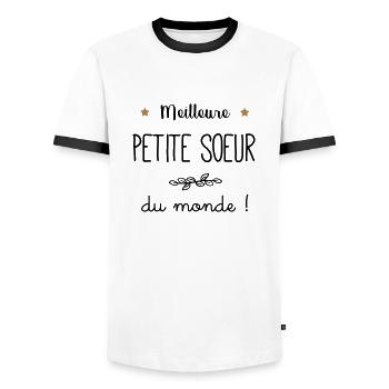 Meilleure petite seur du monde vecteur - T-shirt contrasté Homme - blanc/noir - Devant - AI Model Female 172 light (172cm) & AI Model Male 178 dark (178cm)