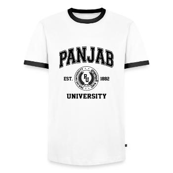 Panjab University - Men's Ringer Shirt - white/black - Front - AI Model Female 172 light (172cm) & AI Model Male 178 dark (178cm)