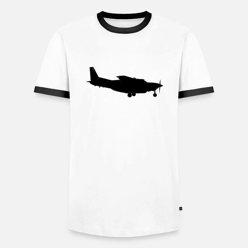 Flugzeug - Männer Kontrast-T-Shirt - Weiß/Schwarz