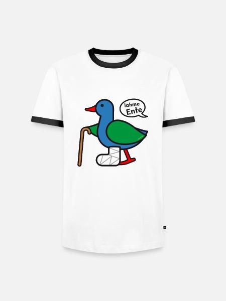 Lahme Ente - Männer Kontrast-T-Shirt - Weiß/Schwarz