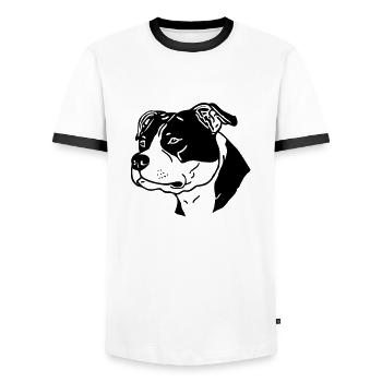 american_stafford_2 - T-shirt contrasté Homme - blanc/noir - Devant - AI Model Female 172 light (172cm) & AI Model Male 178 dark (178cm)
