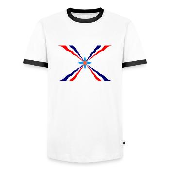 Drapeau assyrien - T-shirt contrasté Homme - blanc/noir - Devant - AI Model Female 172 light (172cm) & AI Model Male 178 dark (178cm)