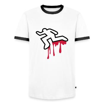 assassiner homicide coroner cadavre grandes lignes - T-shirt contrasté Homme - blanc/noir - Devant - AI Model Female 172 light (172cm) & AI Model Male 178 dark (178cm)