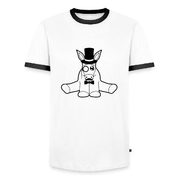riche monsieur monsieur moustache moustache mono - T-shirt contrasté Homme - blanc/noir - Devant - AI Model Female 172 light (172cm) & AI Model Male 178 dark (178cm)