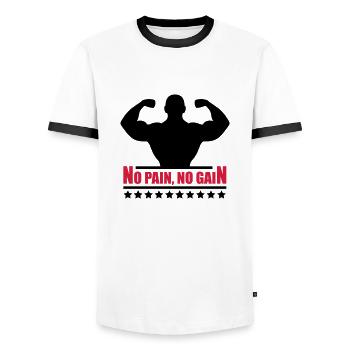 pain_gain_c2 - T-shirt contrasté Homme - blanc/noir - Devant - AI Model Female 172 light (172cm) & AI Model Male 178 dark (178cm)
