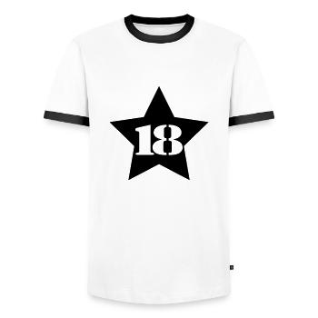 18__star___f1 - Männer Kontrast-T-Shirt - Weiß/Schwarz - Vorne - AI Model Female 172 light (172cm) & AI Model Male 178 dark (178cm)