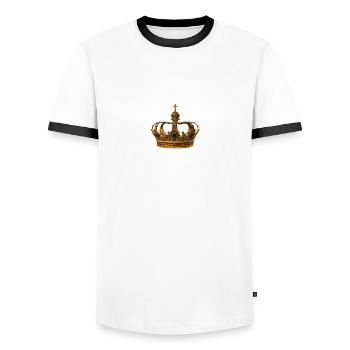 Couronne de fête triomphale - T-shirt contrasté Homme - blanc/noir - Devant - AI Model Female 172 light (172cm) & AI Model Male 178 dark (178cm)