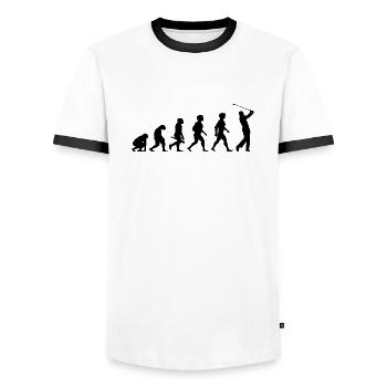 Evolution Golf Golfer Golfer Terrain de golf - T-shirt contrasté Homme - blanc/noir - Devant - AI Model Female 172 light (172cm) & AI Model Male 178 dark (178cm)