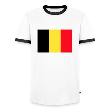 Belgium, Belgium flag, Belgium flag, world champion - Men's Ringer Shirt - white/black - Front - AI Model Female 172 light (172cm) & AI Model Male 178 dark (178cm)