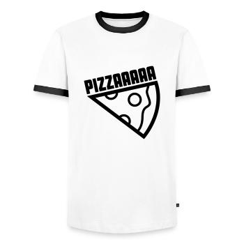 pizzaaaa - T-shirt contrasté Homme - blanc/noir - Devant - AI Model Female 172 light (172cm) & AI Model Male 178 dark (178cm)