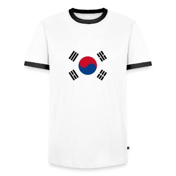 Drapeau de la Corée du Sud - T-shirt contrasté Homme - blanc/noir - Devant - AI Model Female 172 light (172cm) & AI Model Male 178 dark (178cm)