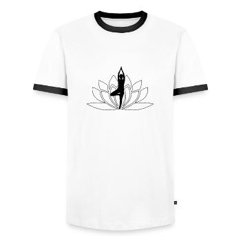 Namaste Lotus Blüte / Geschenk Idee - Männer Kontrast-T-Shirt - Weiß/Schwarz - Vorne - AI Model Female 172 light (172cm) & AI Model Male 178 dark (178cm)