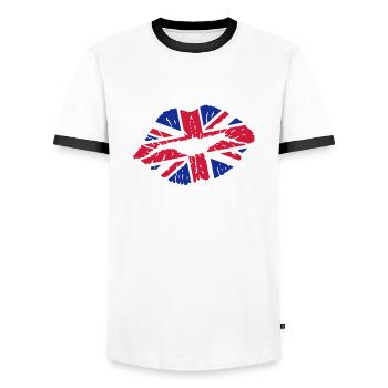 Pout (Royaume-Uni / Union Jack) - T-shirt contrasté Homme - blanc/noir - Devant - AI Model Female 172 light (172cm) & AI Model Male 178 dark (178cm)