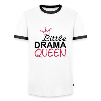 LITTLE DRAMA QUEEN mit Krone - Männer Kontrast-T-Shirt - Weiß/Schwarz - Vorne - AI Model Female 172 light (172cm) & AI Model Male 178 dark (178cm)