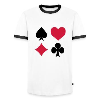 love_jeu_carte - Men's Ringer Shirt - white/black - Front - AI Model Female 172 light (172cm) & AI Model Male 178 dark (178cm)