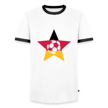 Fußball Deutschland Symbol Stern Fußballmannschaft - Männer Kontrast-T-Shirt - Weiß/Schwarz - Vorne - AI Model Female 172 light (172cm) & AI Model Male 178 dark (178cm)