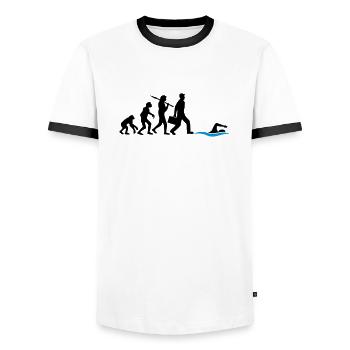 evolution entwicklung geboren zum schwimmen logo s - Männer Kontrast-T-Shirt - Weiß/Schwarz - Vorne - AI Model Female 172 light (172cm) & AI Model Male 178 dark (178cm)