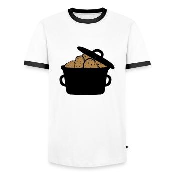 saucepan pot many heap design potato food - Men's Ringer Shirt - white/black - Front - AI Model Female 172 light (172cm) & AI Model Male 178 dark (178cm)