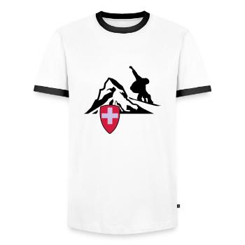 matterhorn schweiz zermatt - Männer Kontrast-T-Shirt - Weiß/Schwarz - Vorne - AI Model Female 172 light (172cm) & AI Model Male 178 dark (178cm)