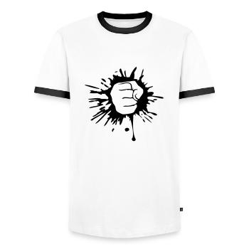 klecks tropfen farbe graffiti faust hand geballt a - Männer Kontrast-T-Shirt - Weiß/Schwarz - Vorne - AI Model Female 172 light (172cm) & AI Model Male 178 dark (178cm)
