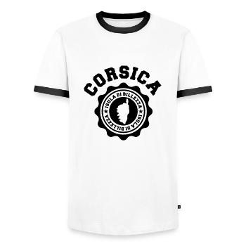 Corsica Corse - T-shirt contrasté Homme - blanc/noir - Devant - AI Model Female 172 light (172cm) & AI Model Male 178 dark (178cm)
