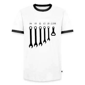 The most important tools - Men's Ringer Shirt - white/black - Front - AI Model Female 172 light (172cm) & AI Model Male 178 dark (178cm)