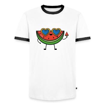 Sunglasses Watermelon Summer Girls Kids - Men's Ringer Shirt - white/black - Front - AI Model Female 172 light (172cm) & AI Model Male 178 dark (178cm)