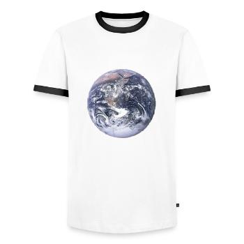 Erde - Männer Kontrast-T-Shirt - Weiß/Schwarz - Vorne - AI Model Female 172 light (172cm) & AI Model Male 178 dark (178cm)