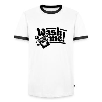 wash_me_f1 - T-shirt contrasté Homme - blanc/noir - Devant - AI Model Female 172 light (172cm) & AI Model Male 178 dark (178cm)