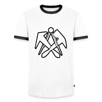Métier de couvreur - T-shirt contrasté Homme - blanc/noir - Devant - AI Model Female 172 light (172cm) & AI Model Male 178 dark (178cm)