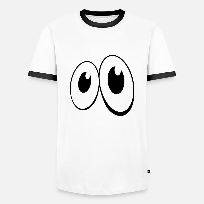 Augen Comic-Style (1c) - Männer Kontrast-T-Shirt - Weiß/Schwarz