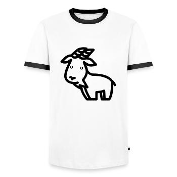 Chèvre - T-shirt contrasté Homme - blanc/noir - Devant - AI Model Female 172 light (172cm) & AI Model Male 178 dark (178cm)